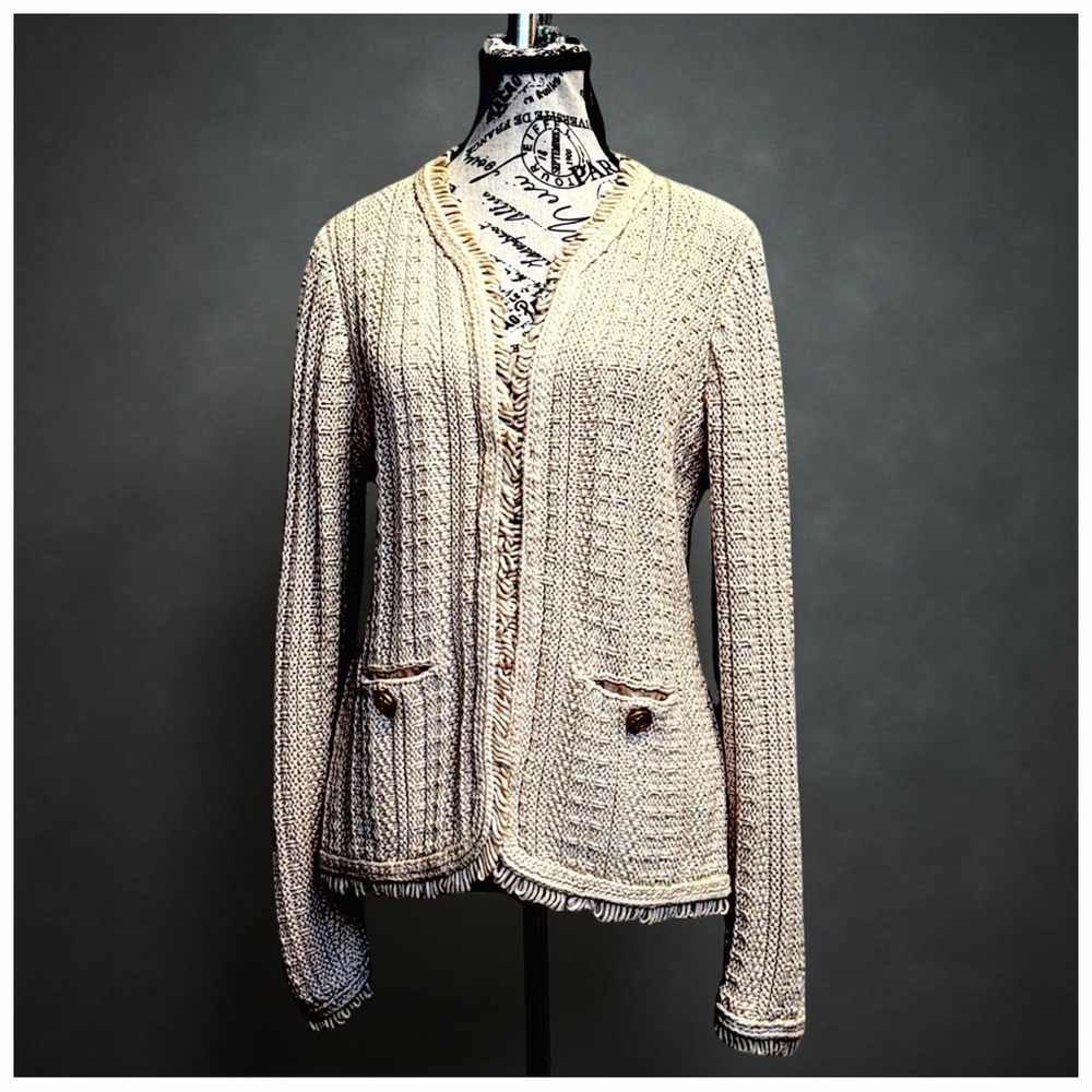 J.Crew Textured Knit Cardigan with Fringe Trim - NWT - Size Medium